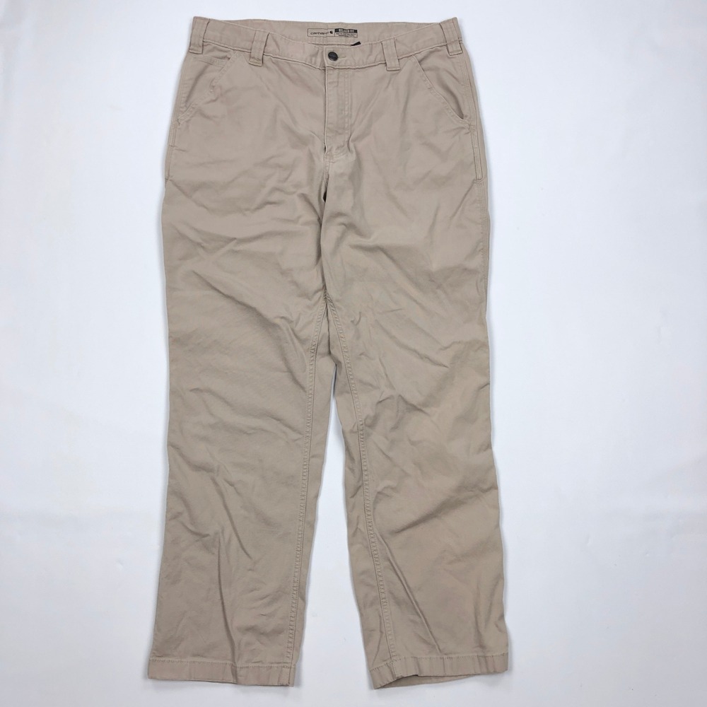 Carhartt Rugged Flex Relaxed Fit Canvas Work Pants Tan Khaki Fits 36x30 BN2291-M